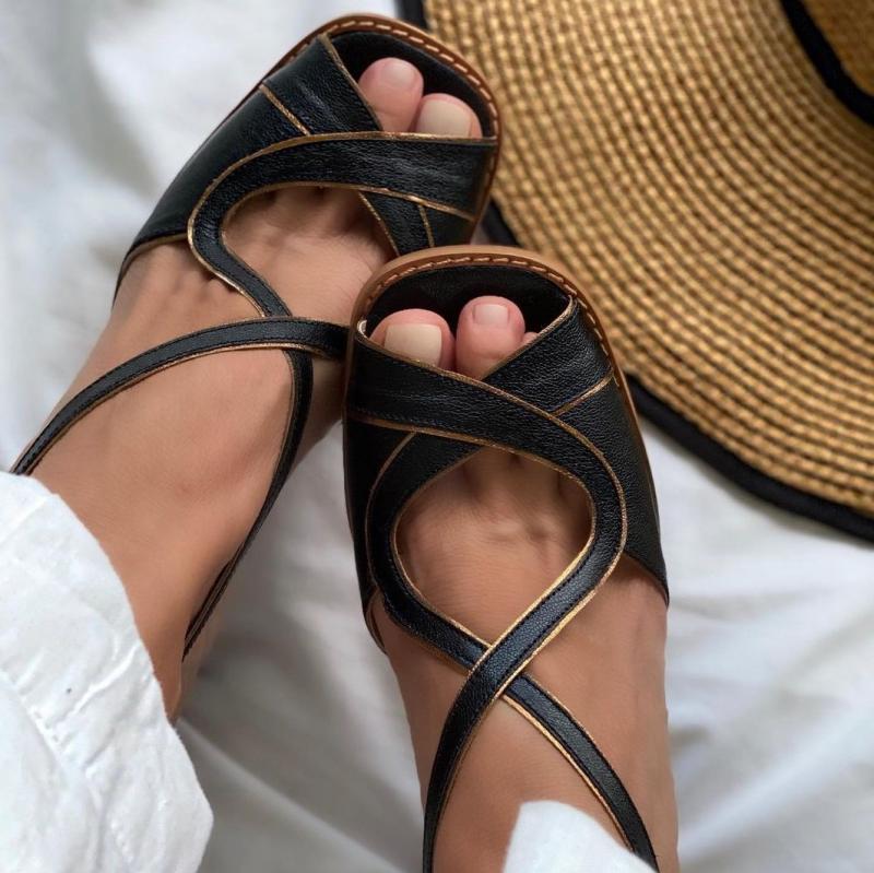 xakxx Mid Heel Sandals Summer Handmade Ladies Heels Mixed Colors Women Slip-On Peep Toe Ladies Pumps Square Heel Casual Shoes