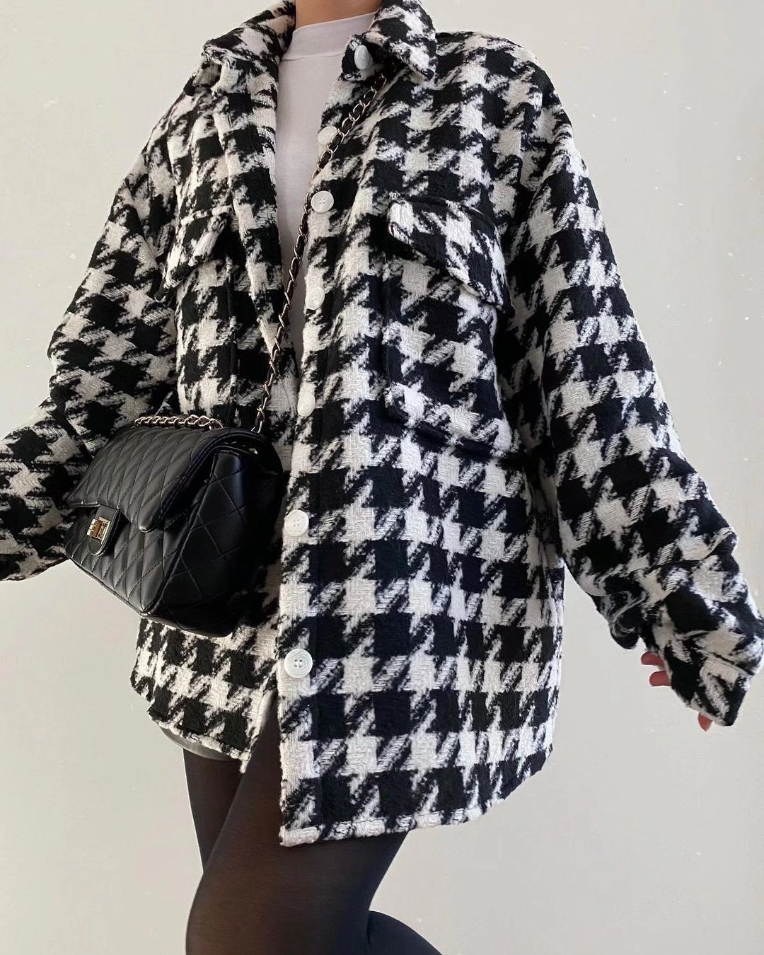 xakxx Plaid Jacket Women Coat Autumn Winter Vintage Stylish Pockets Oversized Jacket Female Coat Casual Warm Chic Tops