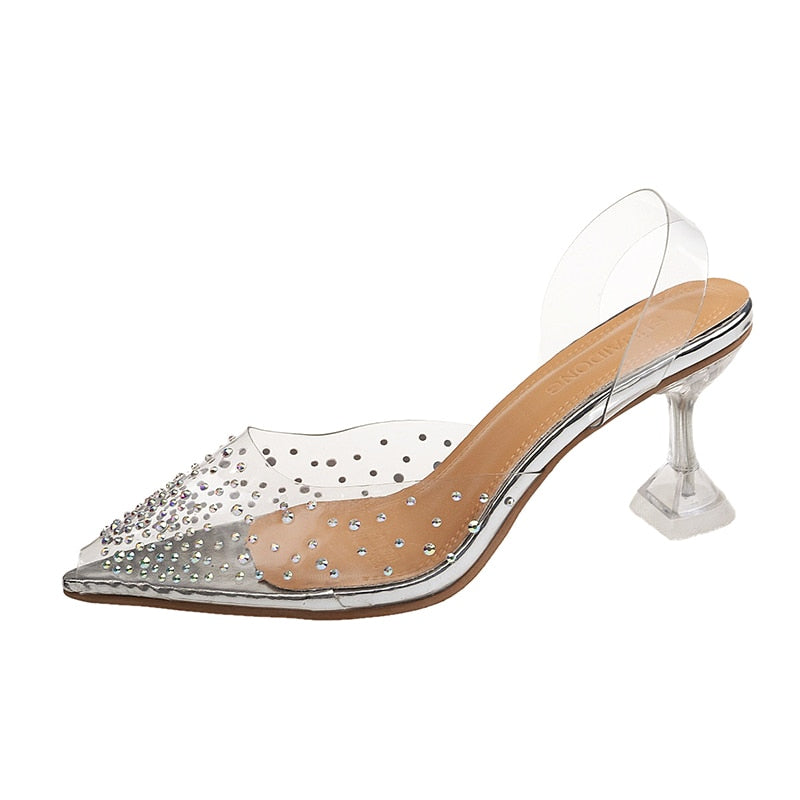xakxx Graduation Gifts Luxury Women Pumps Transparent High Heels Sexy Pointed Toe Slip-on Wedding Party Brand Fashion Shoes for Lady Thin Heels