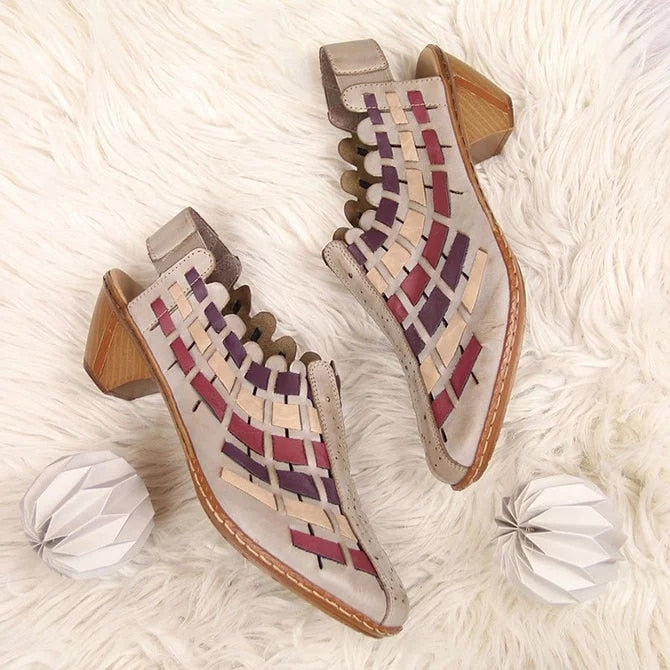 xakxx New Women Sandals Summer Fashion Stitching Ladies Heel Shoes Female Casual Sandalias Mujer Size 34-43
