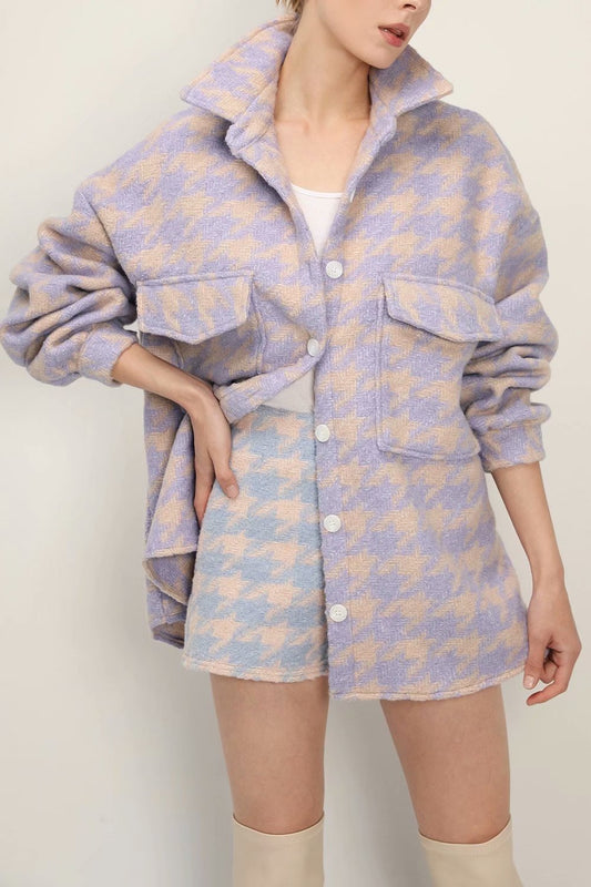 xakxx Plaid Jacket Women Coat Autumn Winter Vintage Stylish Pockets Oversized Jacket Female Coat Casual Warm Chic Tops