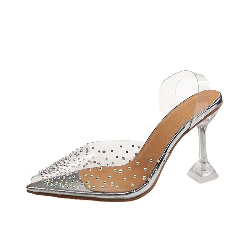 xakxx Graduation Gifts Luxury Women Pumps Transparent High Heels Sexy Pointed Toe Slip-on Wedding Party Brand Fashion Shoes for Lady Thin Heels