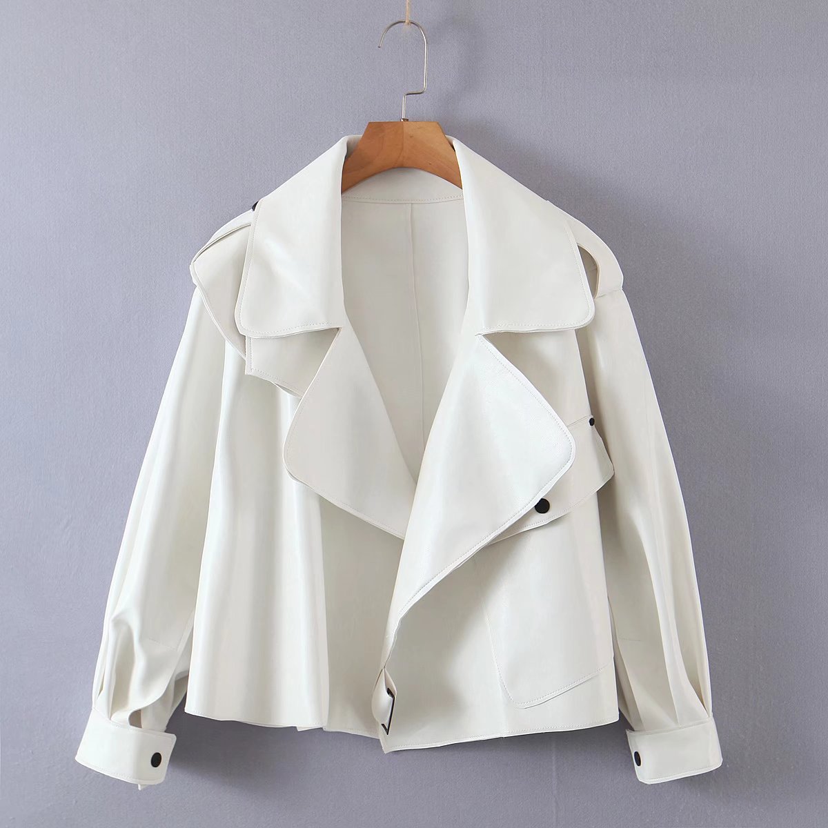 xakxx Short Loose Pu Leather Jacket Autumn Winter Soft Faux Leather Jacket Street Casual Outwear Ladies Biker Jacket