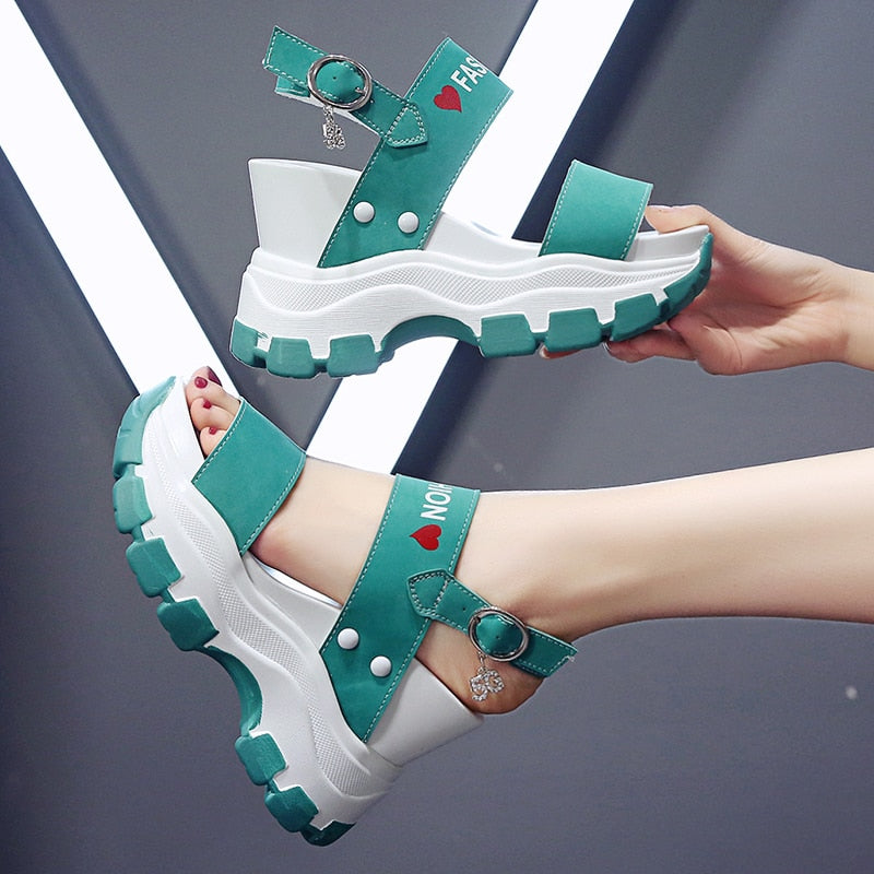 xakxx Platform Sandals Women New Summer Chunky High Heels Female Wedges Shoes for Women Fish Toe Red Sandalia Feminina
