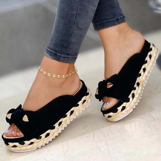 xakxx New Women Sandals Platform Sandals Shoes Women Bow Summer Sandals Slipper Flip-Flops Beach Shoes Female Slippers Plus Size