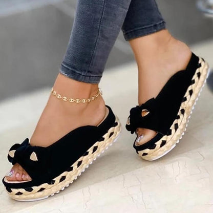 xakxx New Women Sandals Platform Sandals Shoes Women Bow Summer Sandals Slipper Flip-Flops Beach Shoes Female Slippers Plus Size