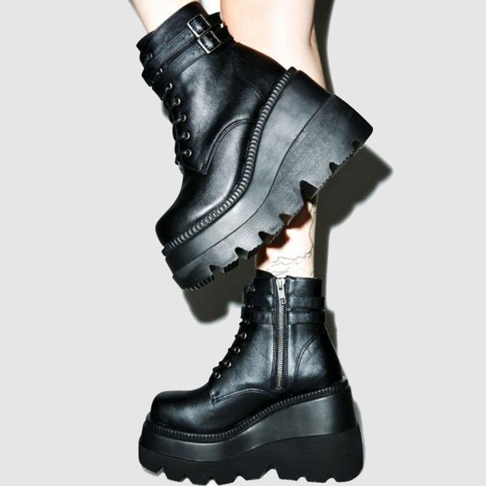 xakxx Halloween Brand Design  Big Sizes 43 Platform High Heels Cosplay Fashionable Autumn Winter Wedges Shoes Ankle Boots Women