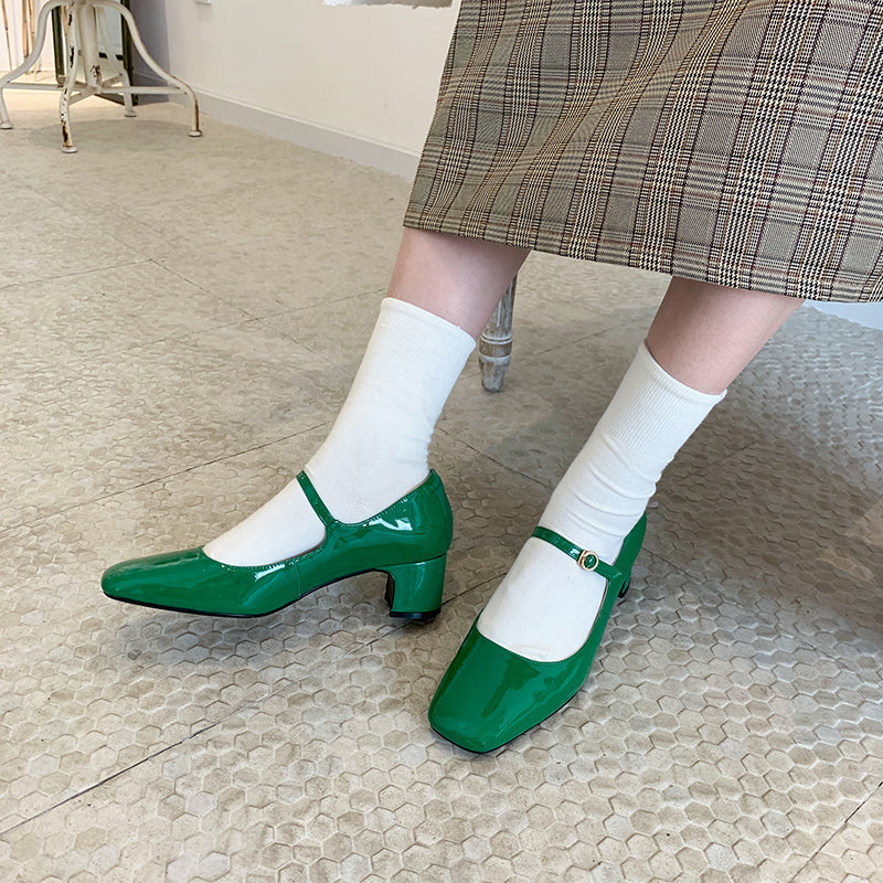 xakxx Fashion Women's Shoes Mary Jane Style Ladies Shoes Low Heel Shallow Mouth Round Toe Solid Color Women's Shoes Party Shoes