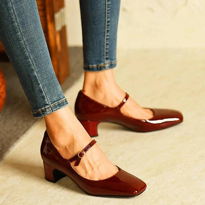 xakxx Fashion Women's Shoes Mary Jane Style Ladies Shoes Low Heel Shallow Mouth Round Toe Solid Color Women's Shoes Party Shoes