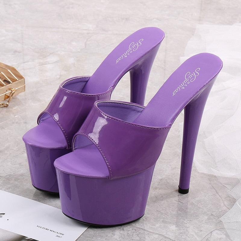 xakxx Walking Show Stripper Heels Clear Shoes Woman Platforms High Heels Sandals Women Sexy Big Yard Fish Mouth Shoes  New Crystal