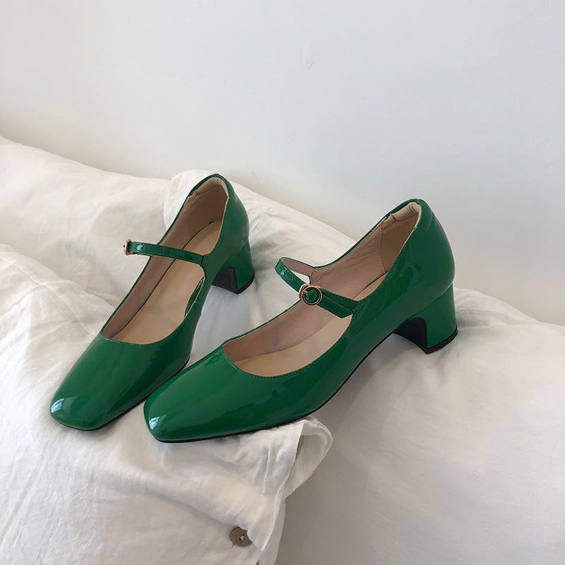 xakxx Fashion Women's Shoes Mary Jane Style Ladies Shoes Low Heel Shallow Mouth Round Toe Solid Color Women's Shoes Party Shoes