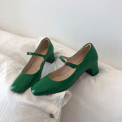 xakxx Fashion Women's Shoes Mary Jane Style Ladies Shoes Low Heel Shallow Mouth Round Toe Solid Color Women's Shoes Party Shoes