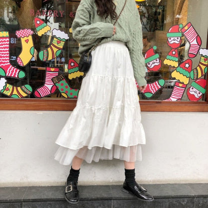 Boho Long Skirts for Women Skirts Harajuku Korean Style White Black Maxi Skirt for Teenagers High Waist Skirt School Skirts
