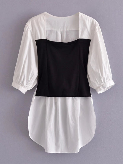 xakxx Sweet Gentle Lace-Up Tops Summer Square Collar Lady Elegance Shirts Plus New OL Streetwear Blouses