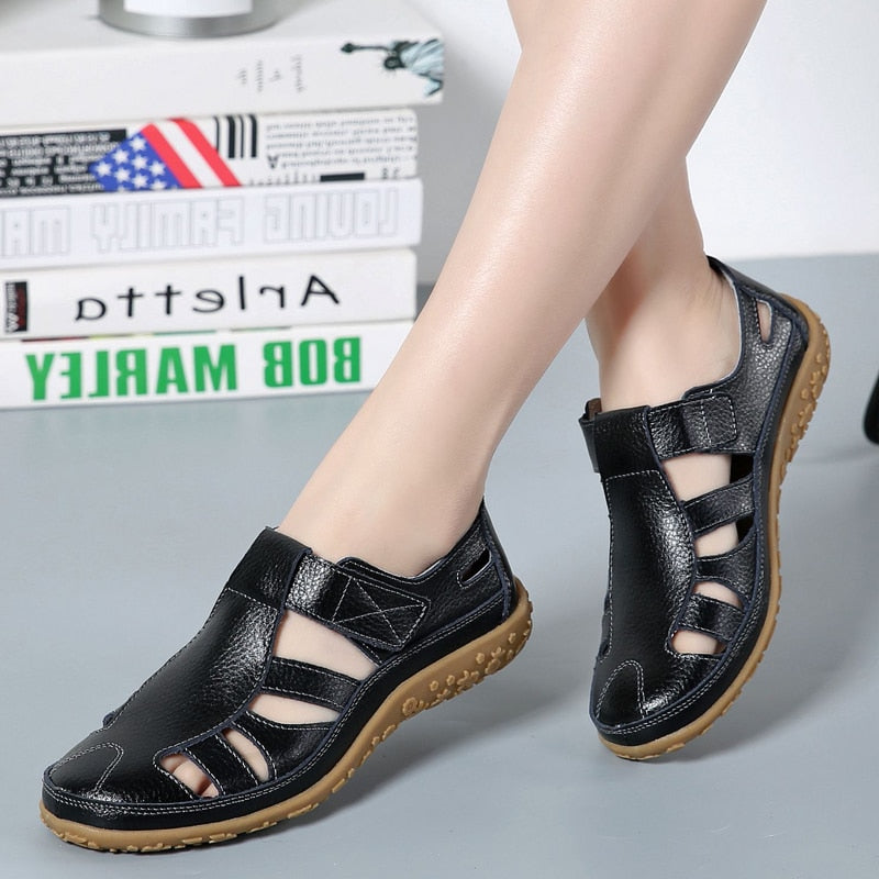 xakxx  Women Sandals Summer Ladies Girls Comfortable Ankle Hollow Round Toe Sandals Woman Soft Beach Sole Female Shoes Plus Size