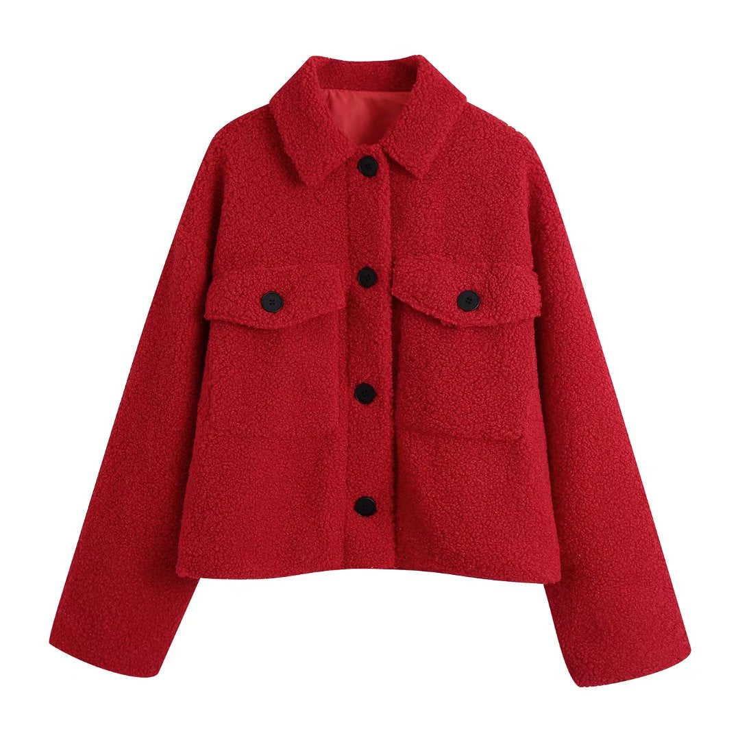 xakxx Winter New Henin Fur Coat Sheepsheared Grain Coat Women's Short Lamb Loose European Station Wool Coat Thick Jacket
