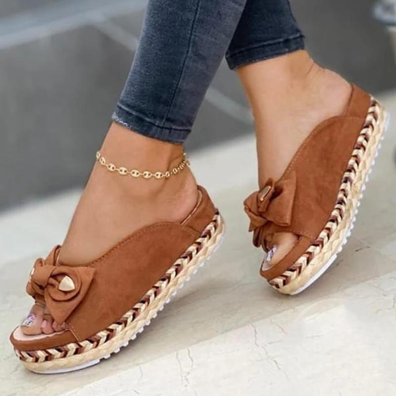 xakxx New Women Sandals Platform Sandals Shoes Women Bow Summer Sandals Slipper Flip-Flops Beach Shoes Female Slippers Plus Size