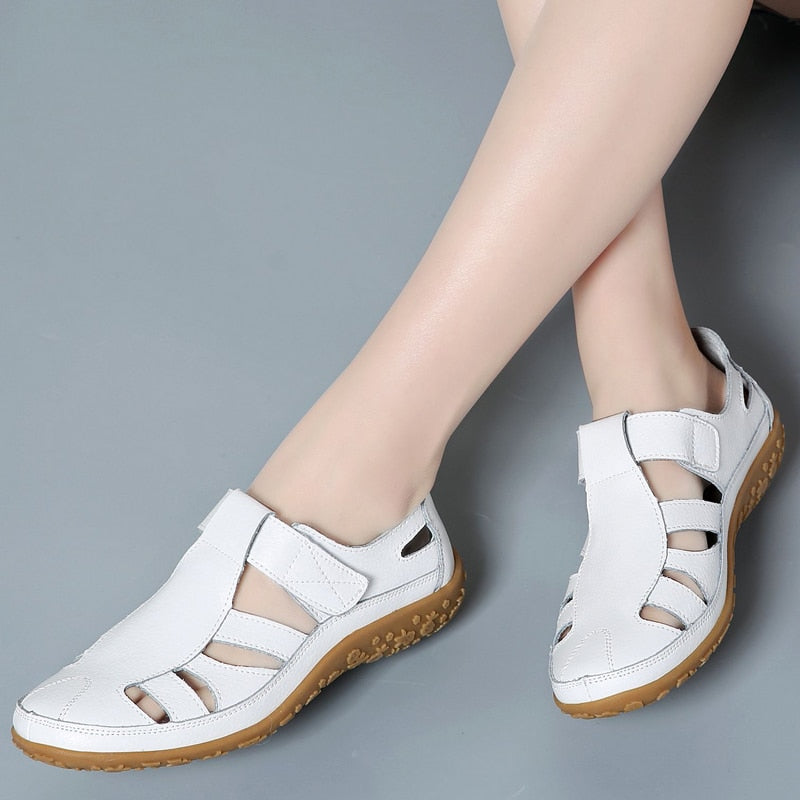 xakxx  Women Sandals Summer Ladies Girls Comfortable Ankle Hollow Round Toe Sandals Woman Soft Beach Sole Female Shoes Plus Size