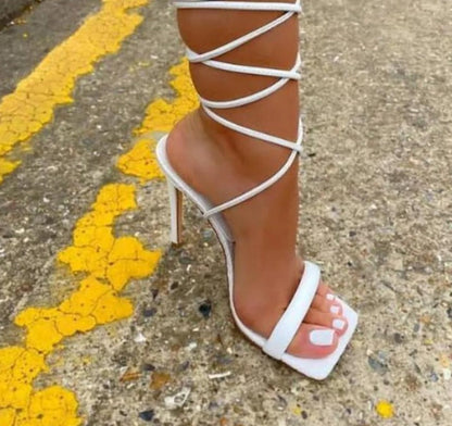 xakxx Summer Women High Heels Crystal Sandals Wedding Bridal Stiletto Glitter Prom Elegant Stripper Diamond Shoes Sexy  Ankle Strap