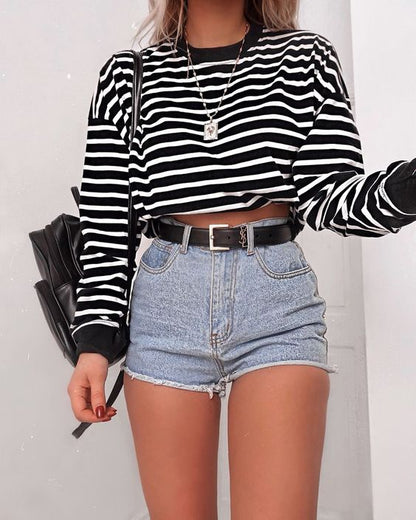 xakxx Autumn outfits  New Womens Long Sleeve Sweatshirts Crop Tops Spring Autumn Solid Casual Loose Pullover Ladies Shirts Camisetas
