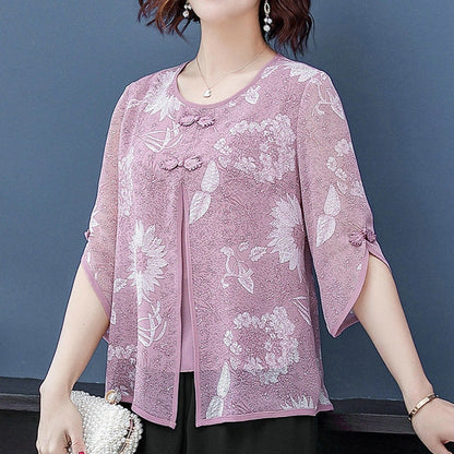 xakxx Women Spring Summer Style Chiffon Blouses Shirts Lady Casual Half Sleeve O-Neck Chiffon Blusas Tops ZZ0850