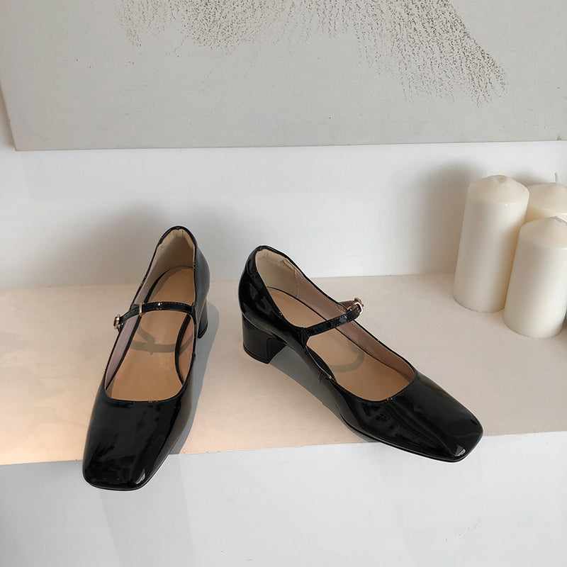 xakxx Fashion Women's Shoes Mary Jane Style Ladies Shoes Low Heel Shallow Mouth Round Toe Solid Color Women's Shoes Party Shoes