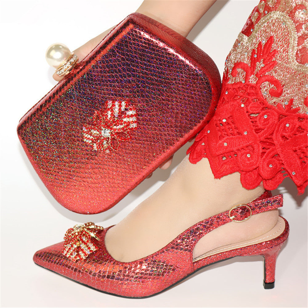 Mature Sandals Silver color Italian Shoes With Matching Bags African Women Shoes and Bags Set For Prom Party Summer Sandal
