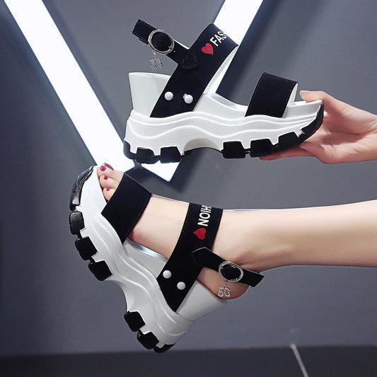 xakxx Platform Sandals Women New Summer Chunky High Heels Female Wedges Shoes for Women Fish Toe Red Sandalia Feminina