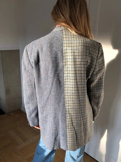 xakxx Autumn Winter Women Blazer Thick Vintage Plaid Long Wool Coat Casual Oversize Shirt Jacket Loose Warm Outwear Overcoats Female