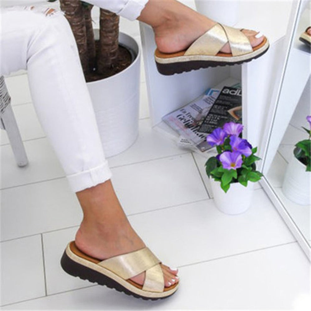 xakxx Women Summer Slippers Casual Ladies Sandals Platform Non-slip Female Shoes Soft Wedge Outdoor Women Slippers Shoes