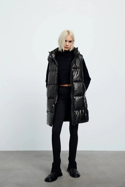 xakxx Women Winter Vests Hooded New Short Bright Color Vest Cotton Padded Jacket Sleeveless Female Winter Waistcoat Vest
