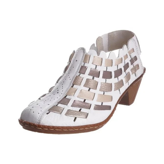xakxx New Women Sandals Summer Fashion Stitching Ladies Heel Shoes Female Casual Sandalias Mujer Size 34-43