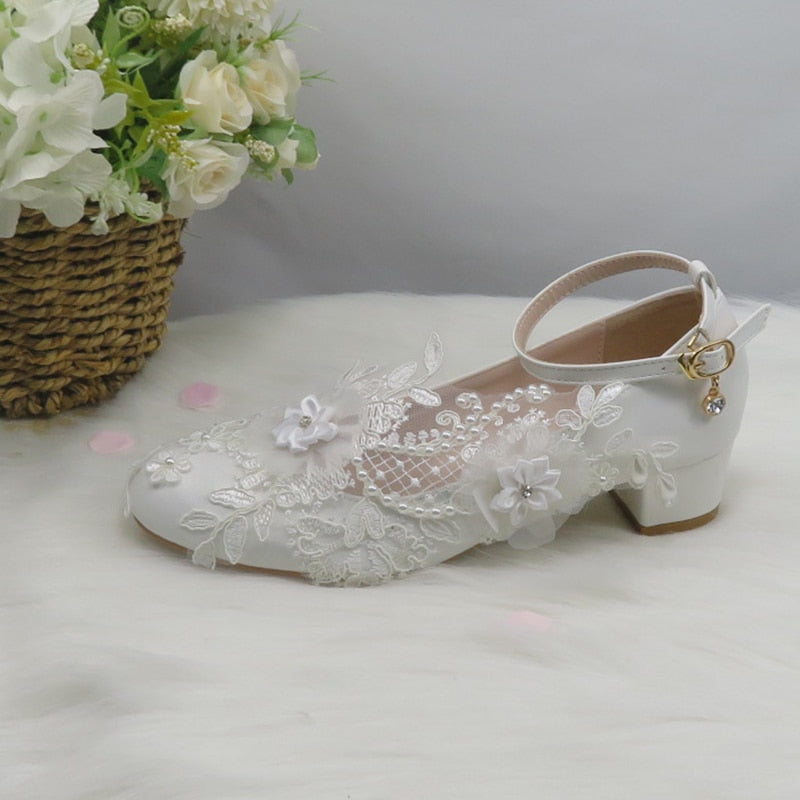xakxx  White Flower Pumps New arrival womens wedding shoes Bride High heels platform shoes for woman ladies party dress shoes
