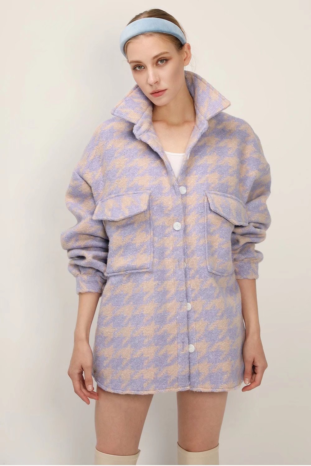 xakxx Plaid Jacket Women Coat Autumn Winter Vintage Stylish Pockets Oversized Jacket Female Coat Casual Warm Chic Tops