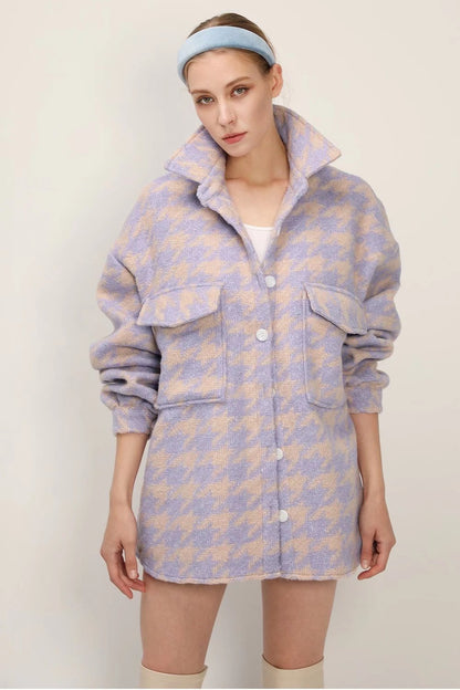xakxx Plaid Jacket Women Coat Autumn Winter Vintage Stylish Pockets Oversized Jacket Female Coat Casual Warm Chic Tops