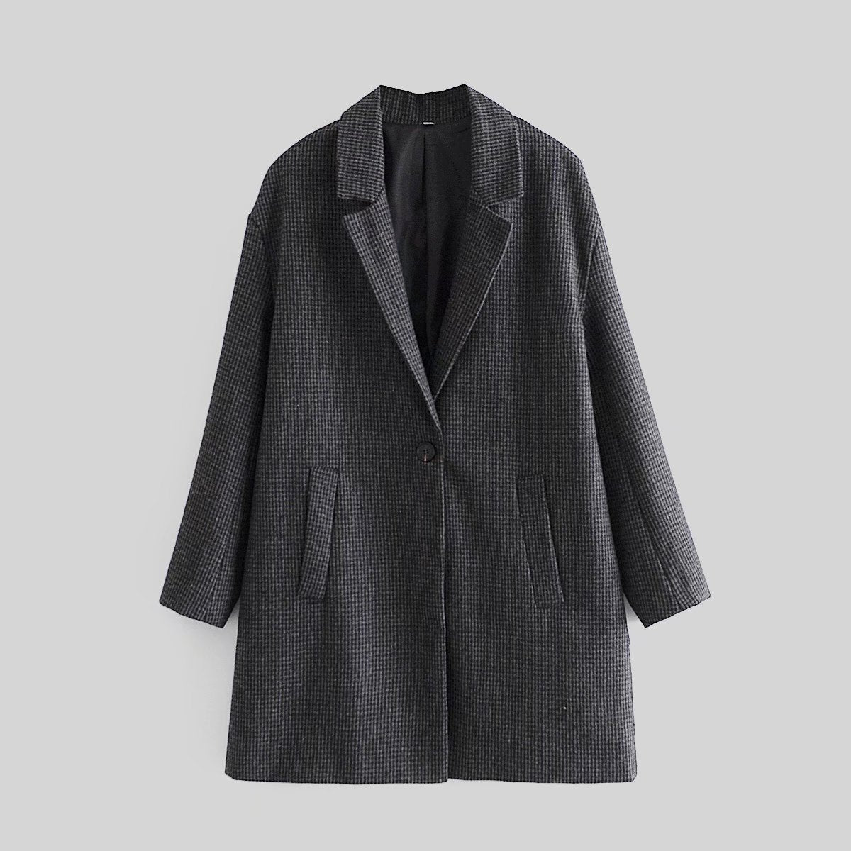 xakxx Stylish Notched Collar Plaid Suit Jackets For Women  Spring Single-Breasted Loose Female Blazer Chic Ladies Outwear