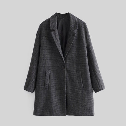 xakxx Stylish Notched Collar Plaid Suit Jackets For Women  Spring Single-Breasted Loose Female Blazer Chic Ladies Outwear