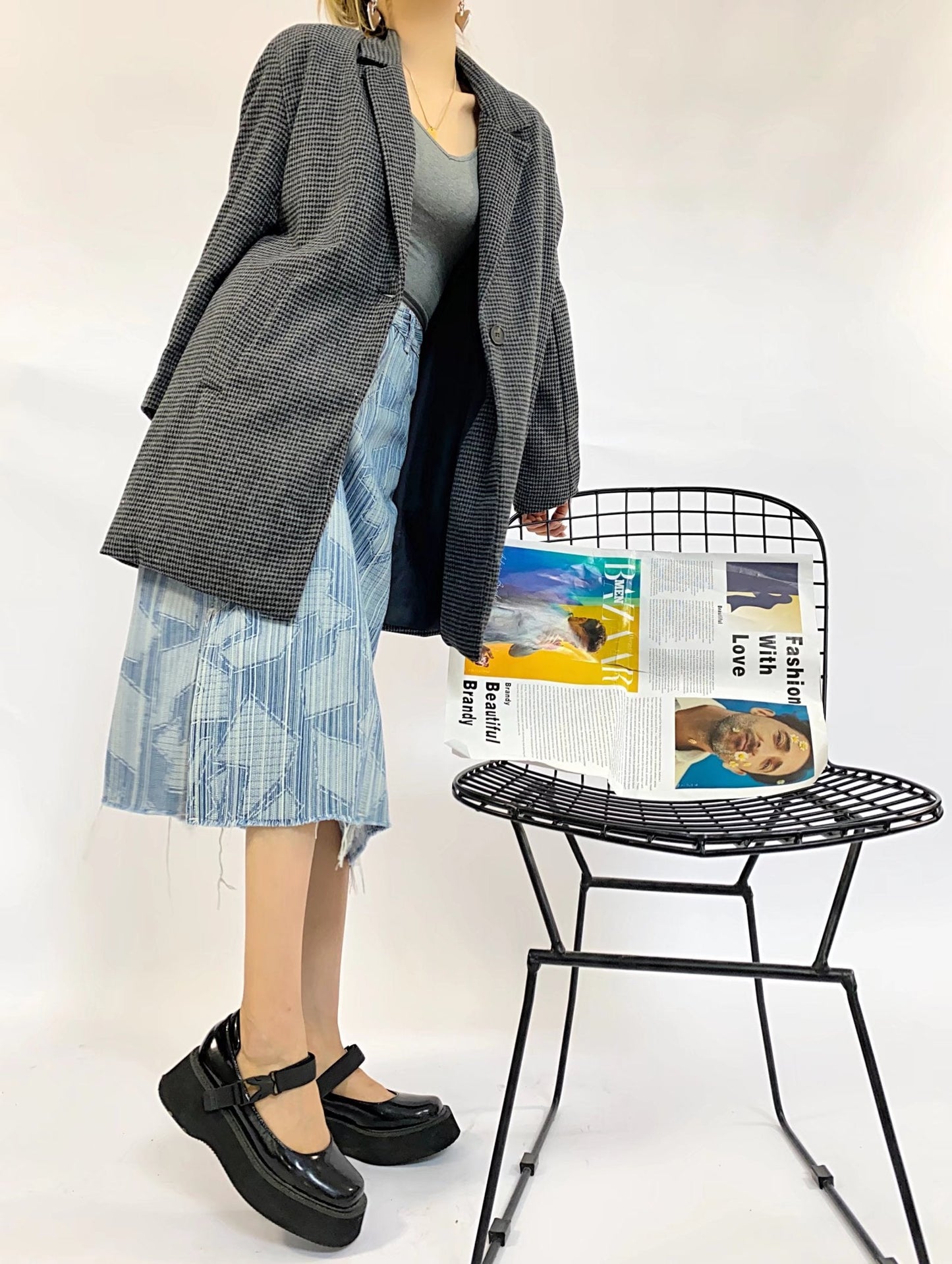 xakxx Stylish Notched Collar Plaid Suit Jackets For Women  Spring Single-Breasted Loose Female Blazer Chic Ladies Outwear
