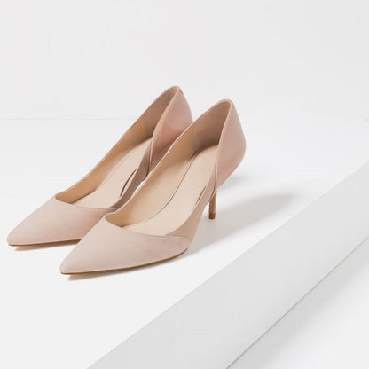 xakxx Fashion PU Leather Women Pumps Printing High Heels Shoes Point Toe mules high Party Wedding Pump