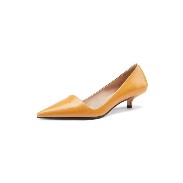 xakxx Fall Outfit Low Heel Shoes For Women Summer Leather Slip-On Office Dress Shoes Pointed Toe Female Wedding Bridal Shoes Ladies Pumps