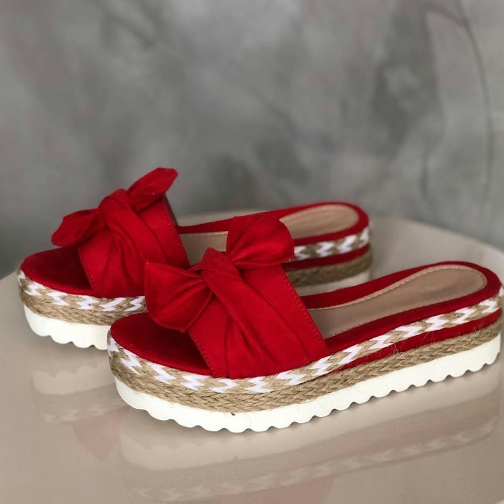 xakxx Summer Fashion Sandals Shoes Women Bow Summer Sandals Slipper Indoor Outdoor Flip-flops Beach Shoes Female Slippers