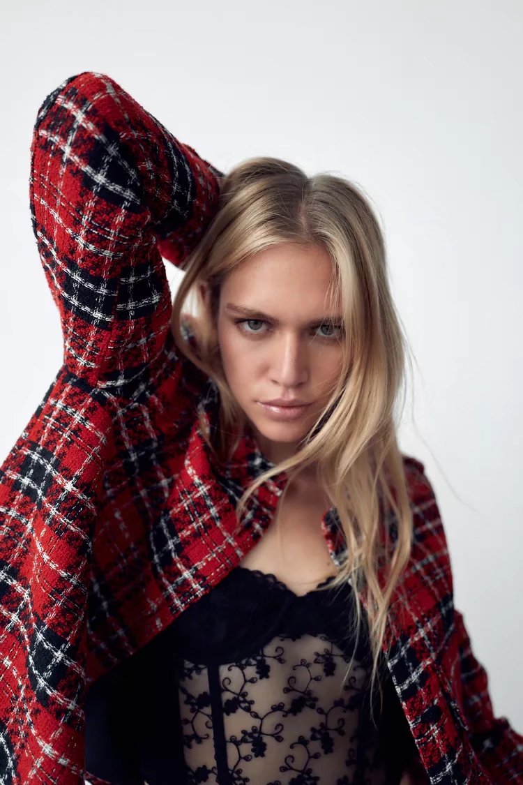 xakxx Autumn And Winter New Plaid Red Jacket Women's Long Sleeve Korean Loose Fashion Coat Patchwork Blazer Coats