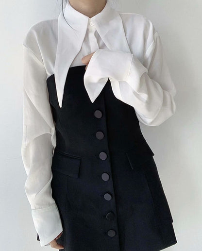 xakxx xakxx Women  Fashion White Tops Office Lady Summer Tops And Blouses Streetwear Femme Vestidos