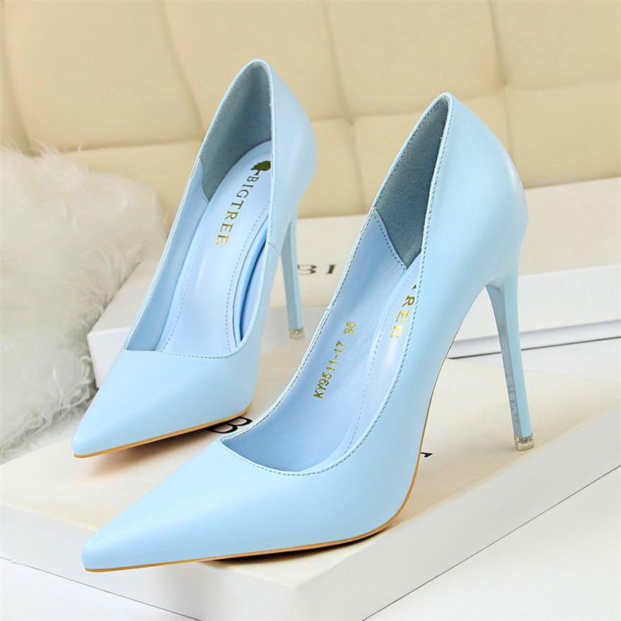 xakxx Soft Leather Shallow Fashion Women's High Heels Shoes Candy Colors Pointed Toe Women Pumps Show Thin Female Office Shoe