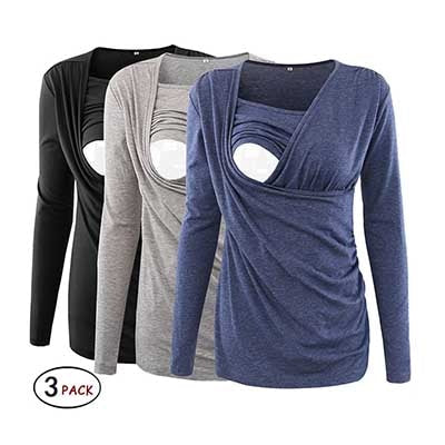 Breastfeeding Maternity Clothes Pregnancy T Shirt Long Sleeve Blouse Women Top Pregnant Women Clothing Plus Size S-XL