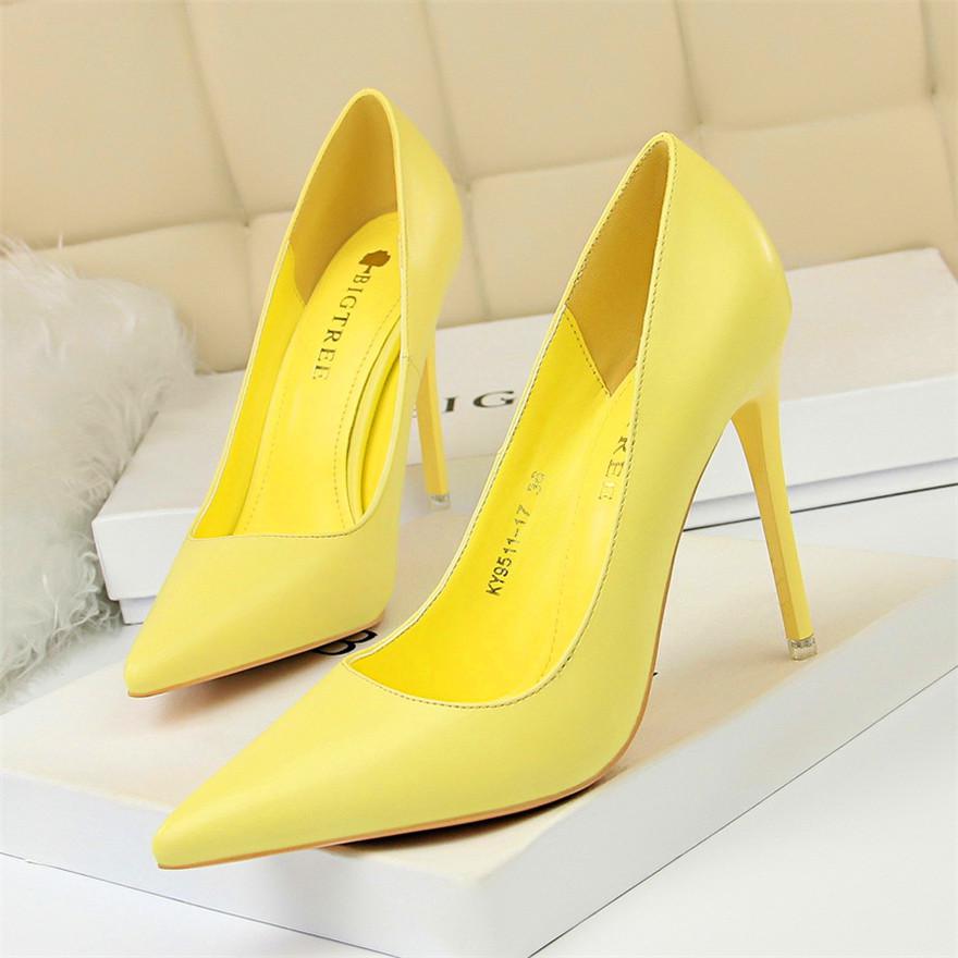 xakxx Soft Leather Shallow Fashion Women's High Heels Shoes Candy Colors Pointed Toe Women Pumps Show Thin Female Office Shoe