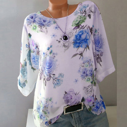 xakxx Summer Floral Print Women Blouse 5XL Plus Size Chiffon Blouses Half Sleeve Beach Shirt Office Work Shirts Blusas Feminina Tops