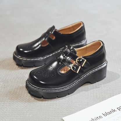 xakxx Japanese Literary Retro Lolita Women Pumps Mary Janes Shoes Round Toe Student Girl Platform T-Strap Buckle Bullock Shoes