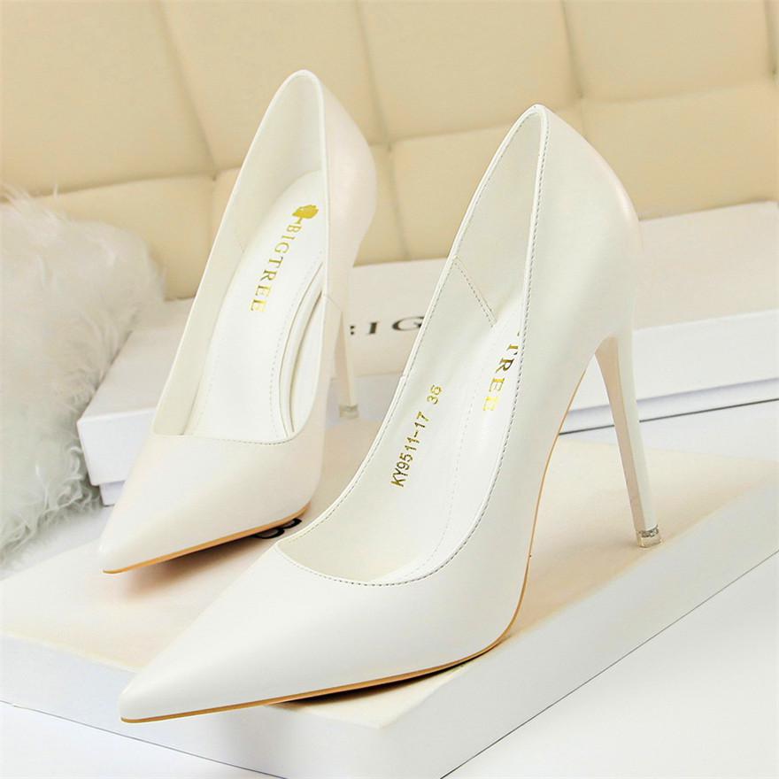 xakxx Soft Leather Shallow Fashion Women's High Heels Shoes Candy Colors Pointed Toe Women Pumps Show Thin Female Office Shoe