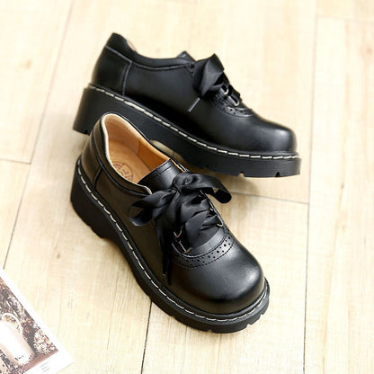 xakxx Women Ribbon Lace Up Oxford Shoes Genuine Split Leather Brogues New Arrival Retro Ladies Flats Zapatos De Mujer1004